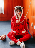 CHRISTMAS REINDEER LONG ROBE LOVELY WINTER CORAL FLEECE