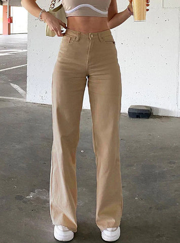 WOMEN STRETCH WIDE LEG FEMME TROUSERS PANTS