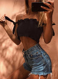 WOMEN BOW TIE STRAP RUCHED TANK TOP