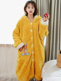 YELLOW CARROT RABBIT CORAL FLEECE PAJAMAS EXTENDED BATHROBE