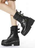 RIVET THICK-SOLED MOTORCYCLE MARTIN BOOTS