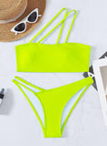 SOLID ONE SHOULDER SEXY TRIANGLE BIKINI