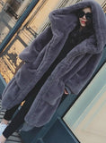 Medium Length Solid color Fur & Faux Fur Women
