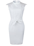 White Knee-Length Bodycon Slim Elegant Club Casual Dress