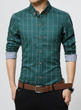 Slim Fit Men Long Sleeve Shirt Men Plaid Cotton Casual Men Shirt