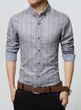 Slim Fit Men Long Sleeve Shirt Men Plaid Cotton Casual Men Shirt