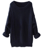 Women's Cashmere Oversized Loose Knitted Crew  Long Sweater Dresses Tops
