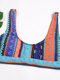 Vintage Vest Backless Printed Thong Bikinis Swimsuits