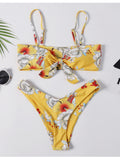 Knotted Floral High Leg Bikini