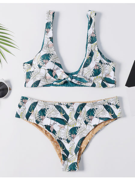 Floral Knotted Cheeky Bikini Set