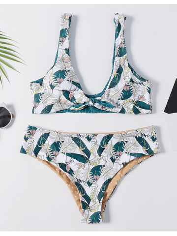 Floral Knotted Cheeky Bikini Set