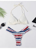 Sexy Striped Halter Bikini Set