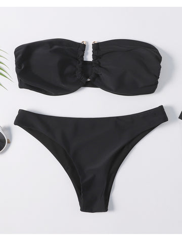 Black Cut Out Bandeau Bikini