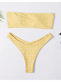 Yellow High Rise Bandeau Bikini Set