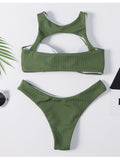Green Caged Bralette Bikini Set