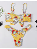 Knotted Floral High Leg Bikini