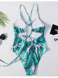 Palm Leaf Print Underwire Swimsuit