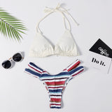 Sexy Striped Halter Bikini Set