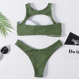 Green Caged Bralette Bikini Set