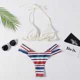 Sexy Striped Halter Bikini Set