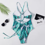 Palm Leaf Print Underwire Swimsuit