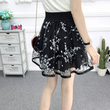 Trendy Bowknot Floral Embroidered Culotte Shorts