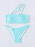SOLID ONE SHOULDER SEXY TRIANGLE BIKINI