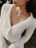 Princess Solid Color Long Sleeves V-Neck Sweatshirts