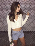 Princess Solid Color Long Sleeves V-Neck Sweatshirts