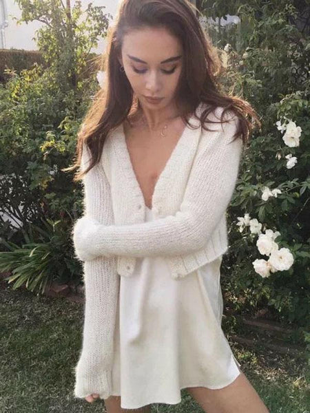 Princess Solid Color Long Sleeves V-Neck Sweatshirts