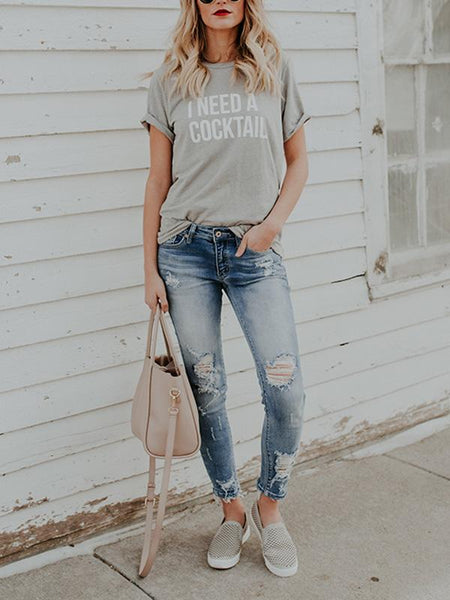 Gorgeous Round-neck Short Sleeves T-shirts Tops