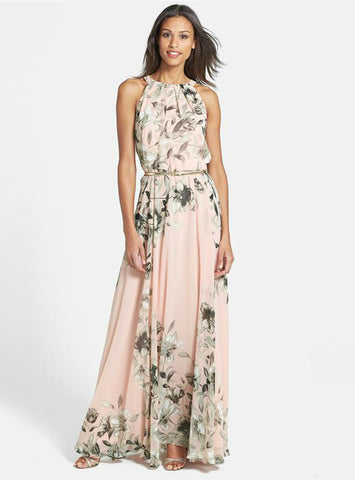  Chiffon Floral Print Dress