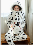 WINTER HOODED PAJAMAS COW NIGHTWEAR SUIT