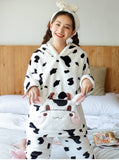WINTER HOODED PAJAMAS COW NIGHTWEAR SUIT