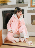 PINK PAJAMAS HOODED CAT LONG SLEEVE SLEEPWEAR