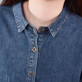 Chic Comfort Denim Long-Sleeved Maxi Dress