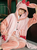 PURPLE RABBIT BOW THICKENED CASHMERE LONG TWO-PIECE ROBE