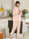 PINK PAJAMAS HOODED CAT LONG SLEEVE SLEEPWEAR