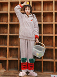 PINK STRAWBERRY HOODED FLANNEL WINTER HOME CLOTHES