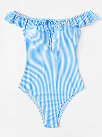 Striped High Leg Monokini Swimsuit