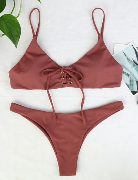 Criss Cross Underwire Cami Bikini Set