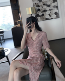 Sexy Ruffles Overlap Floral Midi Dress