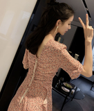 Sexy Ruffles Overlap Floral Midi Dress