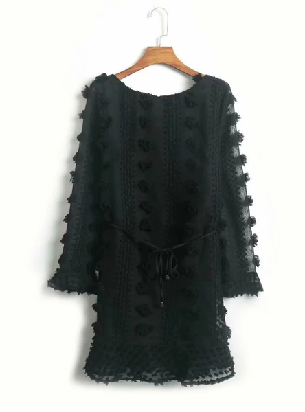Boho Long Chiffon Gown with Ruffles Ink Blue