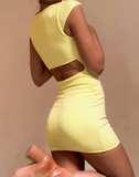 Casual Solid Color Sexy Slim Hollow Out Mini Dress
