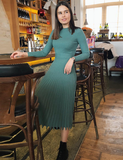 Women Knitted Autumn Winter Long Sleeve Ladies Dresses Elegant PleatedParty Female Sweater Dress