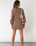 New Twist Knitted Sweater Dress Women Solid V-neck Long OL Female Casual Dress