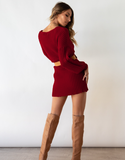 New Twist Knitted Sweater Dress Women Solid V-neck Long OL Female Casual Dress