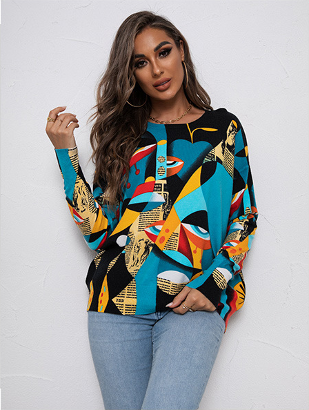 New Printed Crewneck Knitted Sweater