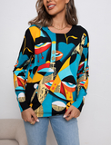New Printed Crewneck Knitted Sweater